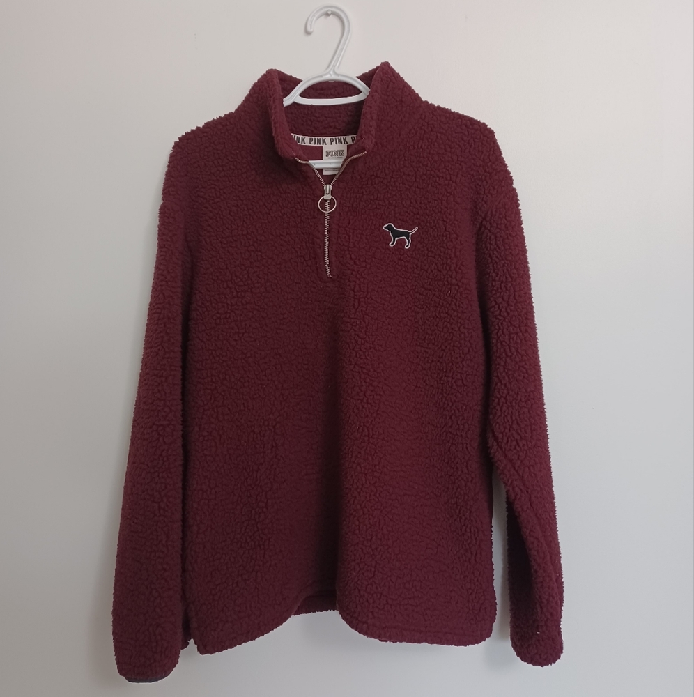 Pink By Victorias Secret Sherpa Quarter Zip Sweater